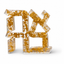 Gold-fleck resin Ahavah Hebrew sculpture.