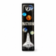 Black mezuzah case with planets, a space shuttle and white lettering.