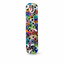 Rounded mezuzah case filled with multicolored evil eye beads and a white Hebrew shin.